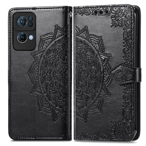 Custodia Portafoglio In Pelle Fantasia Modello Cover con Supporto per Oppo Reno7 Pro 5G Nero