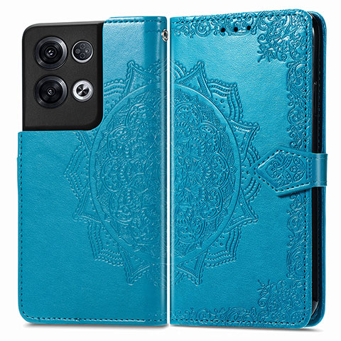 Custodia Portafoglio In Pelle Fantasia Modello Cover con Supporto per Oppo Reno8 Pro 5G Blu