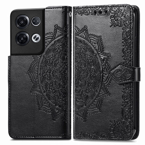 Custodia Portafoglio In Pelle Fantasia Modello Cover con Supporto per Oppo Reno8 Pro 5G Nero