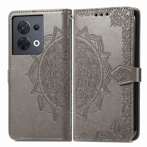 Custodia Portafoglio In Pelle Fantasia Modello Cover con Supporto per Oppo Reno9 5G Grigio