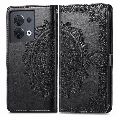 Custodia Portafoglio In Pelle Fantasia Modello Cover con Supporto per Oppo Reno9 5G Nero