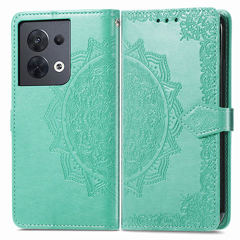 Custodia Portafoglio In Pelle Fantasia Modello Cover con Supporto per Oppo Reno9 5G Verde