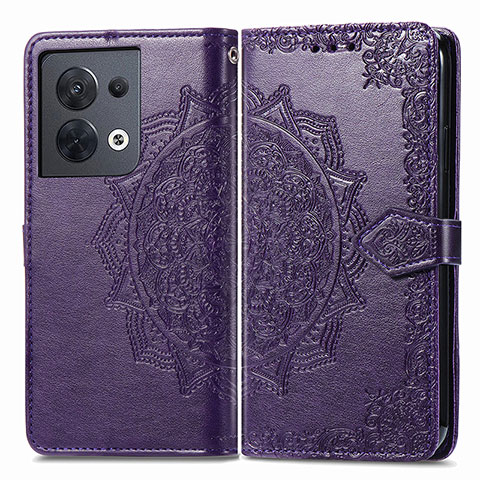 Custodia Portafoglio In Pelle Fantasia Modello Cover con Supporto per Oppo Reno9 5G Viola