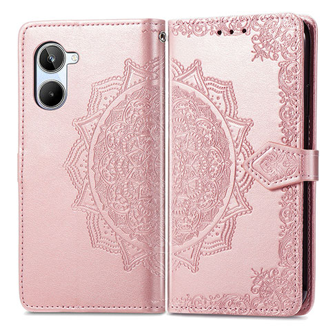 Custodia Portafoglio In Pelle Fantasia Modello Cover con Supporto per Realme 10 Pro 5G Oro Rosa