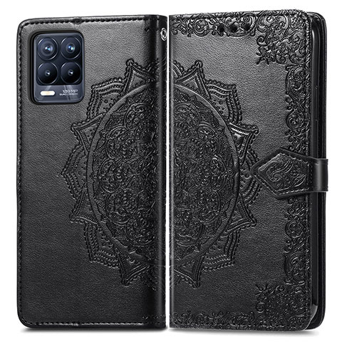 Custodia Portafoglio In Pelle Fantasia Modello Cover con Supporto per Realme 8 4G Nero