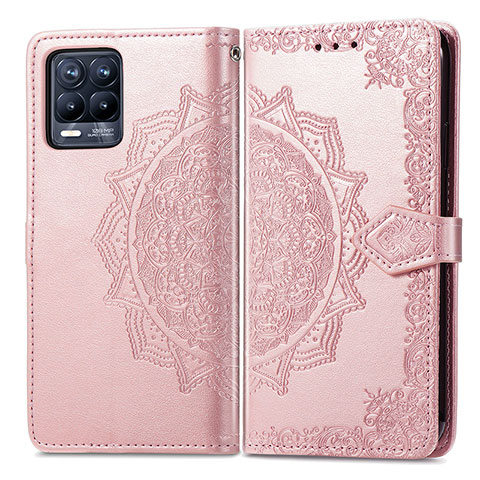 Custodia Portafoglio In Pelle Fantasia Modello Cover con Supporto per Realme 8 Pro Oro Rosa