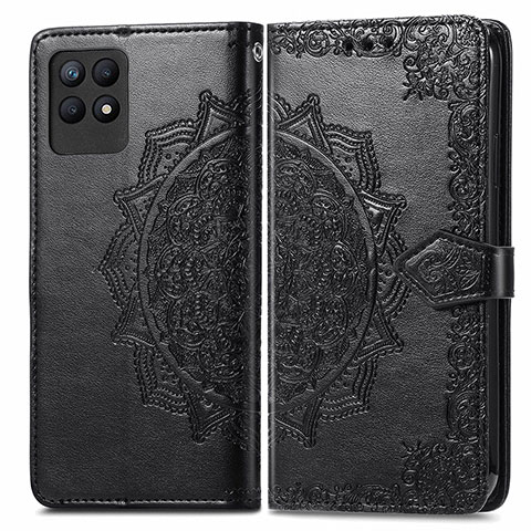 Custodia Portafoglio In Pelle Fantasia Modello Cover con Supporto per Realme 8i Nero