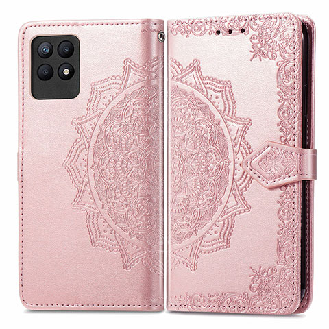 Custodia Portafoglio In Pelle Fantasia Modello Cover con Supporto per Realme 8i Oro Rosa