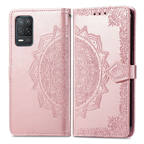 Custodia Portafoglio In Pelle Fantasia Modello Cover con Supporto per Realme 9 5G India Oro Rosa