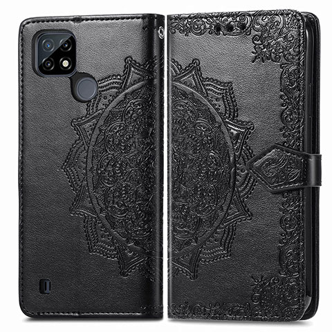 Custodia Portafoglio In Pelle Fantasia Modello Cover con Supporto per Realme C21Y Nero