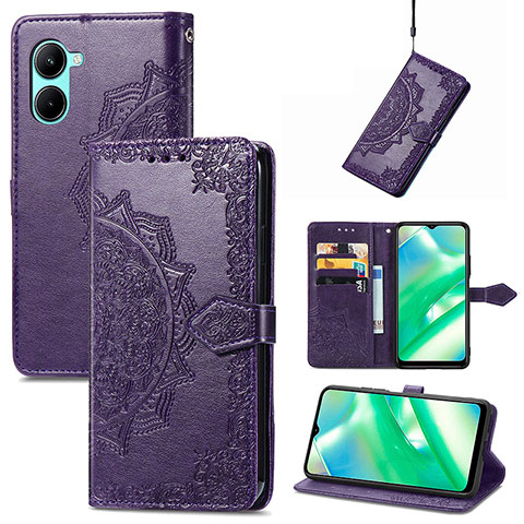 Custodia Portafoglio In Pelle Fantasia Modello Cover con Supporto per Realme C33 (2023) Viola