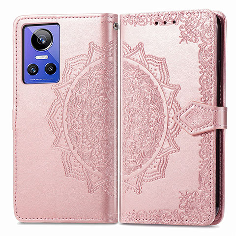 Custodia Portafoglio In Pelle Fantasia Modello Cover con Supporto per Realme GT Neo3 5G Oro Rosa