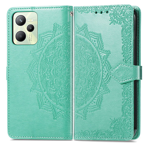 Custodia Portafoglio In Pelle Fantasia Modello Cover con Supporto per Realme Narzo 50A Prime Verde