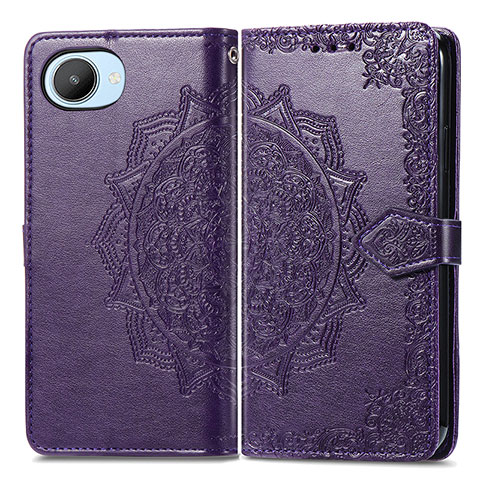 Custodia Portafoglio In Pelle Fantasia Modello Cover con Supporto per Realme Narzo 50i Prime Viola