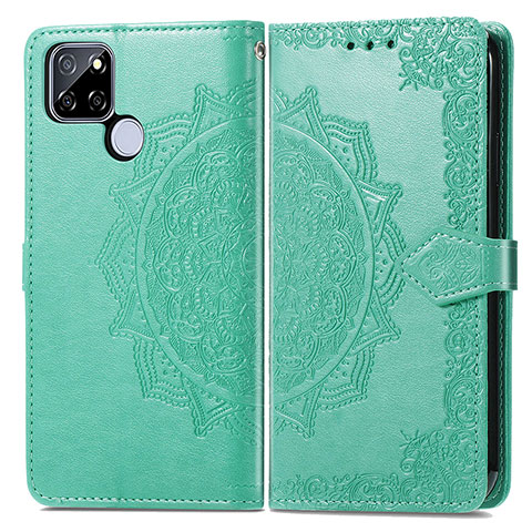 Custodia Portafoglio In Pelle Fantasia Modello Cover con Supporto per Realme Q2i 5G Verde