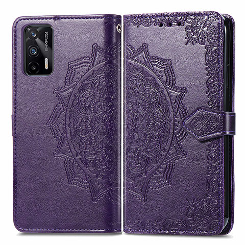 Custodia Portafoglio In Pelle Fantasia Modello Cover con Supporto per Realme Q3 Pro 5G Viola