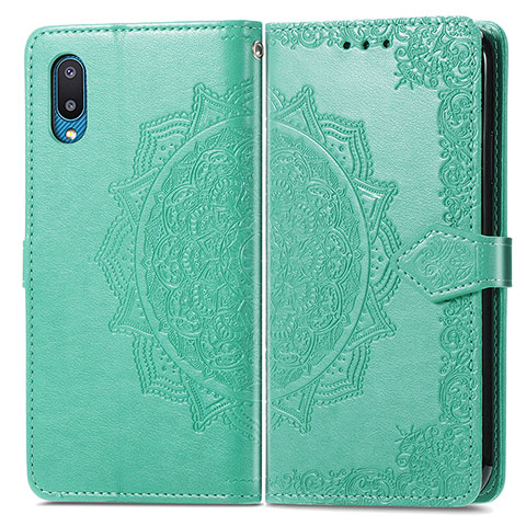 Custodia Portafoglio In Pelle Fantasia Modello Cover con Supporto per Samsung Galaxy A02 Verde