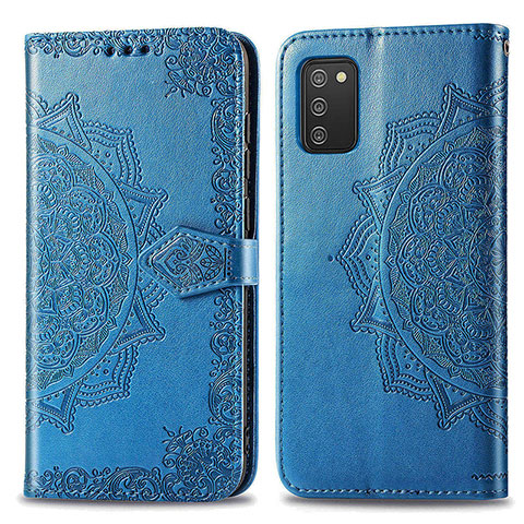 Custodia Portafoglio In Pelle Fantasia Modello Cover con Supporto per Samsung Galaxy A03s Blu