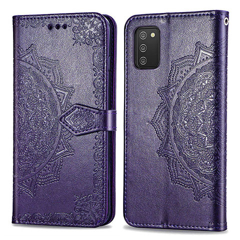 Custodia Portafoglio In Pelle Fantasia Modello Cover con Supporto per Samsung Galaxy A03s Viola