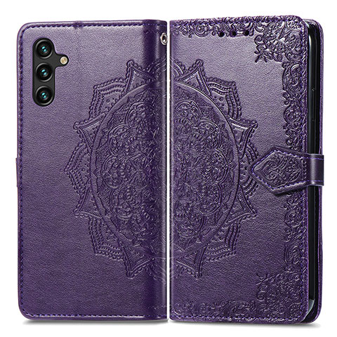 Custodia Portafoglio In Pelle Fantasia Modello Cover con Supporto per Samsung Galaxy A04s Viola