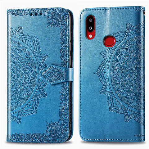 Custodia Portafoglio In Pelle Fantasia Modello Cover con Supporto per Samsung Galaxy A10s Blu