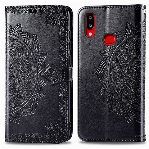 Custodia Portafoglio In Pelle Fantasia Modello Cover con Supporto per Samsung Galaxy A10s Nero