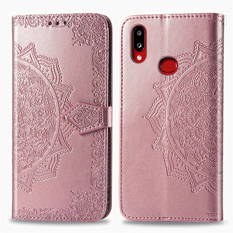 Custodia Portafoglio In Pelle Fantasia Modello Cover con Supporto per Samsung Galaxy A10s Oro Rosa