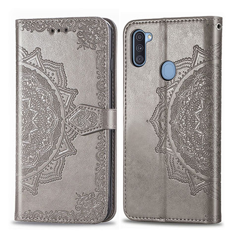 Custodia Portafoglio In Pelle Fantasia Modello Cover con Supporto per Samsung Galaxy A11 Grigio