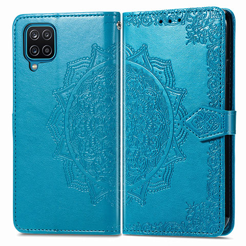 Custodia Portafoglio In Pelle Fantasia Modello Cover con Supporto per Samsung Galaxy A12 Nacho Blu