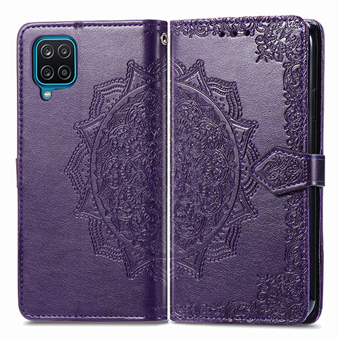 Custodia Portafoglio In Pelle Fantasia Modello Cover con Supporto per Samsung Galaxy A12 Nacho Viola