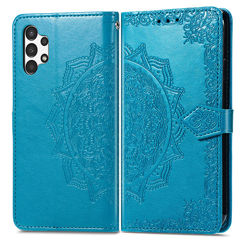 Custodia Portafoglio In Pelle Fantasia Modello Cover con Supporto per Samsung Galaxy A13 4G Blu