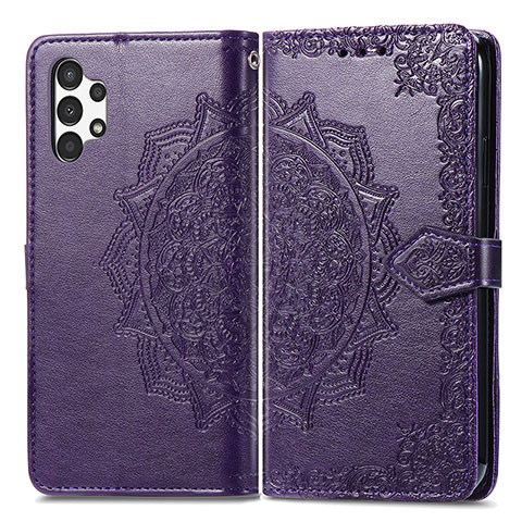 Custodia Portafoglio In Pelle Fantasia Modello Cover con Supporto per Samsung Galaxy A13 4G Viola