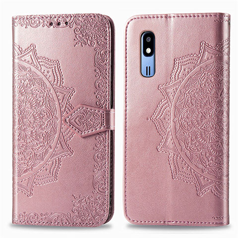 Custodia Portafoglio In Pelle Fantasia Modello Cover con Supporto per Samsung Galaxy A2 Core A260F A260G Oro Rosa