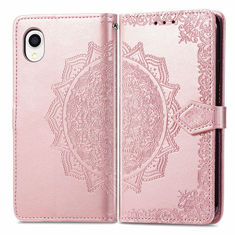 Custodia Portafoglio In Pelle Fantasia Modello Cover con Supporto per Samsung Galaxy A22 5G SC-56B Oro Rosa