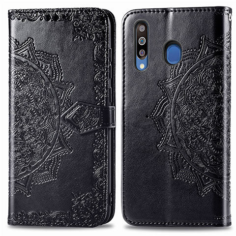 Custodia Portafoglio In Pelle Fantasia Modello Cover con Supporto per Samsung Galaxy A40s Nero