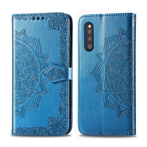 Custodia Portafoglio In Pelle Fantasia Modello Cover con Supporto per Samsung Galaxy A41 SC-41A Blu