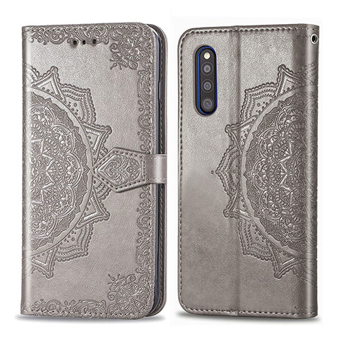 Custodia Portafoglio In Pelle Fantasia Modello Cover con Supporto per Samsung Galaxy A41 SC-41A Grigio