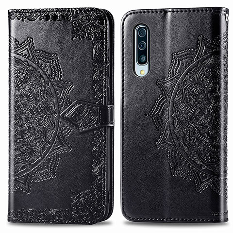 Custodia Portafoglio In Pelle Fantasia Modello Cover con Supporto per Samsung Galaxy A50S Nero