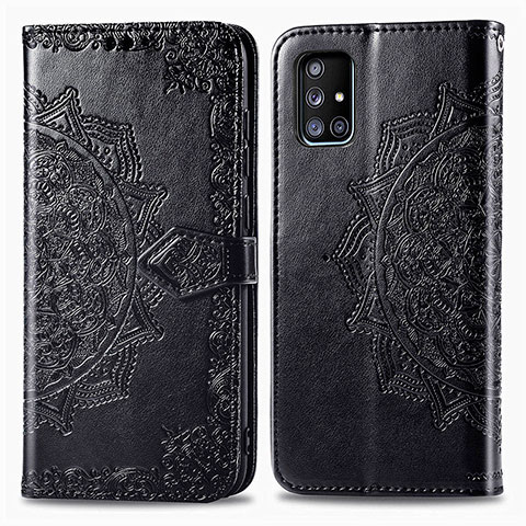 Custodia Portafoglio In Pelle Fantasia Modello Cover con Supporto per Samsung Galaxy A51 4G Nero