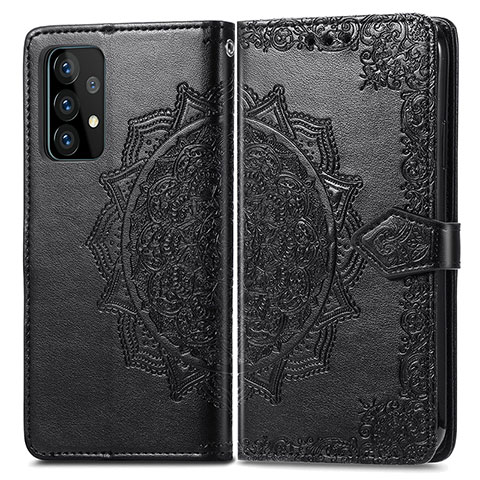 Custodia Portafoglio In Pelle Fantasia Modello Cover con Supporto per Samsung Galaxy A52 5G Nero