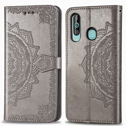 Custodia Portafoglio In Pelle Fantasia Modello Cover con Supporto per Samsung Galaxy A60 Grigio