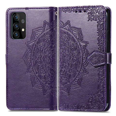 Custodia Portafoglio In Pelle Fantasia Modello Cover con Supporto per Samsung Galaxy A72 4G Viola