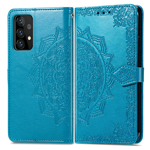 Custodia Portafoglio In Pelle Fantasia Modello Cover con Supporto per Samsung Galaxy A72 5G Blu