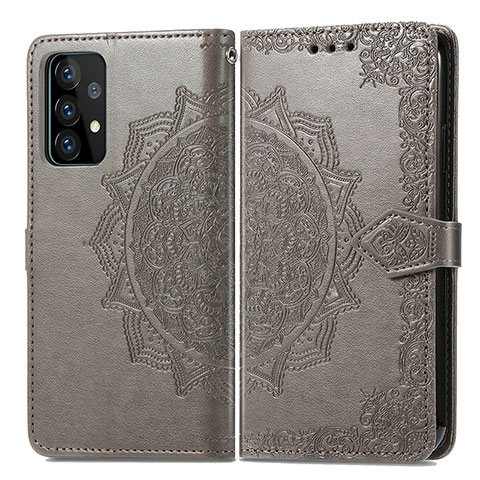 Custodia Portafoglio In Pelle Fantasia Modello Cover con Supporto per Samsung Galaxy A72 5G Grigio