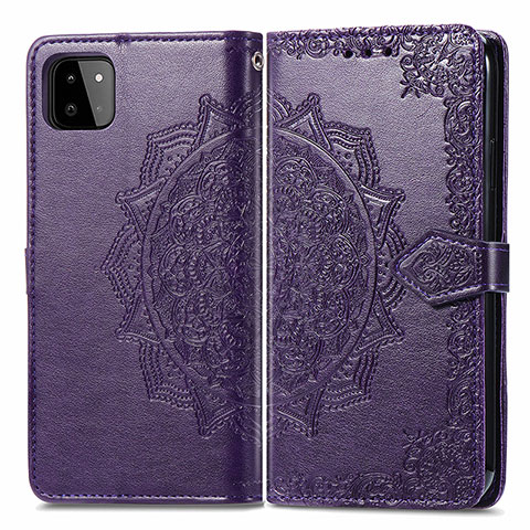 Custodia Portafoglio In Pelle Fantasia Modello Cover con Supporto per Samsung Galaxy F42 5G Viola