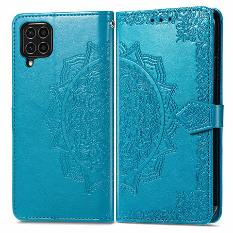 Custodia Portafoglio In Pelle Fantasia Modello Cover con Supporto per Samsung Galaxy F62 5G Blu