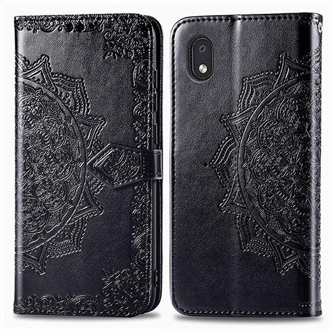 Custodia Portafoglio In Pelle Fantasia Modello Cover con Supporto per Samsung Galaxy M01 Core Nero