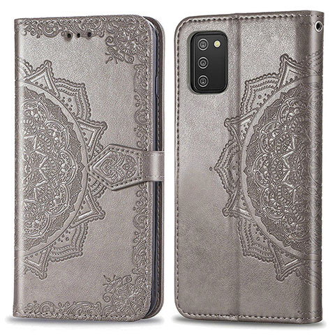 Custodia Portafoglio In Pelle Fantasia Modello Cover con Supporto per Samsung Galaxy M02s Grigio