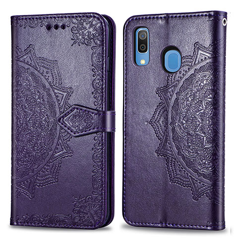 Custodia Portafoglio In Pelle Fantasia Modello Cover con Supporto per Samsung Galaxy M10S Viola