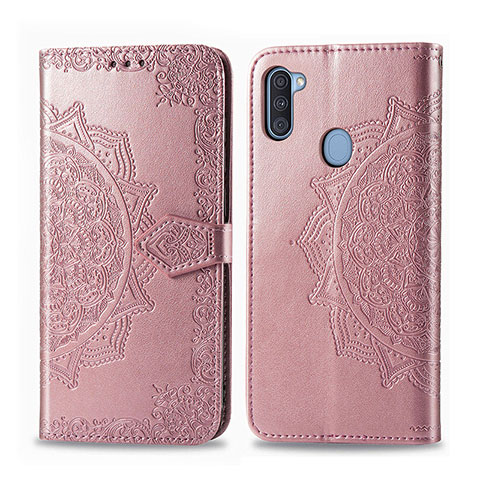 Custodia Portafoglio In Pelle Fantasia Modello Cover con Supporto per Samsung Galaxy M11 Oro Rosa